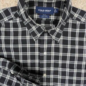 Polo Golf Ralph Lauren Lofting Button Up Shirt Long Sleeve Cotton Large Black